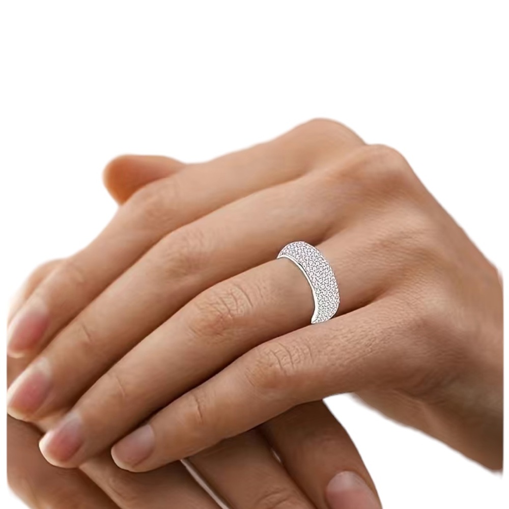 Titanium and Rhinestone Unisex Ring - Picture 3 of 4